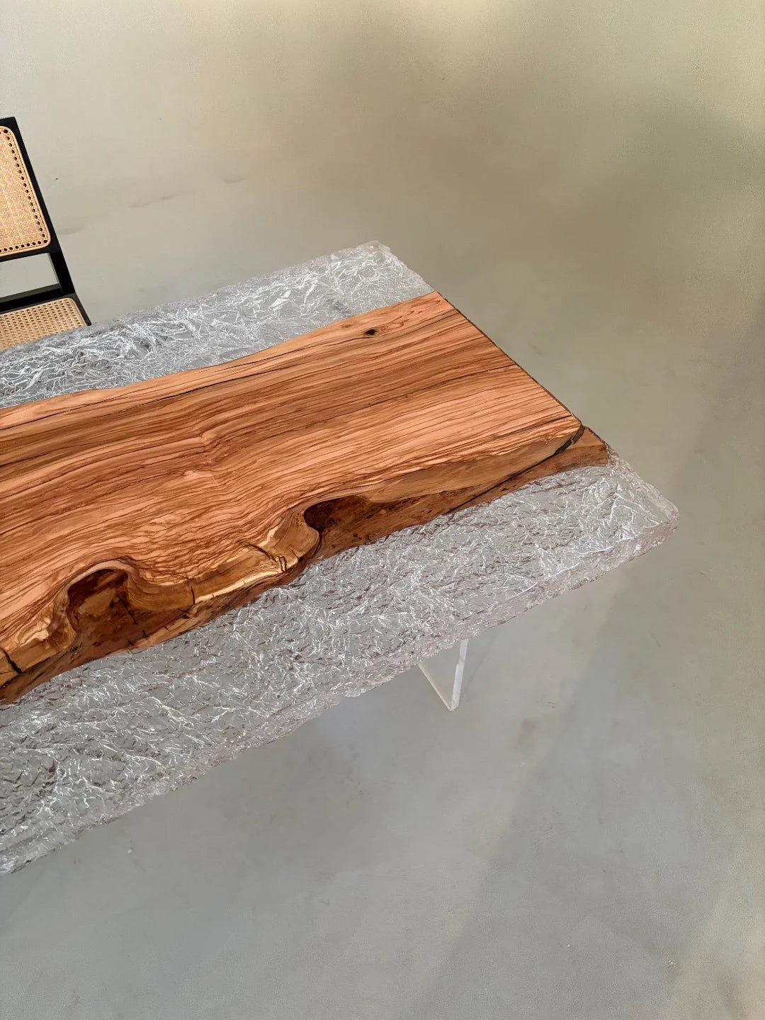 Aurora In Stock 31" x 51" x 2" Luxury Italian Olive Wood Epoxy Live Edge Table ATD0033