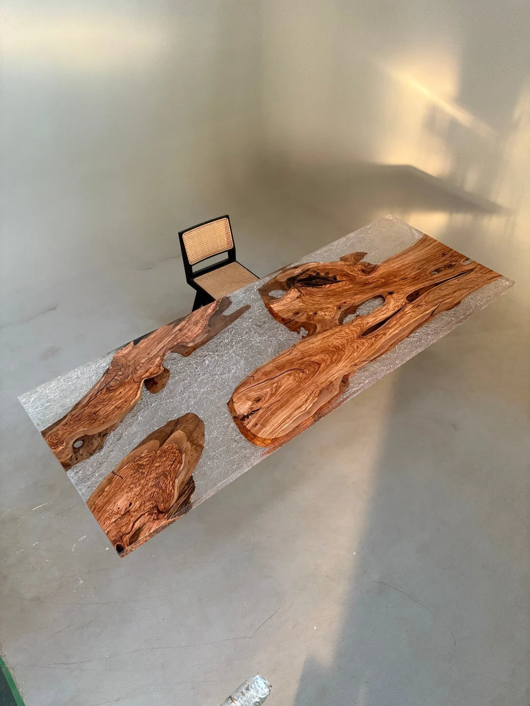 Aurora In Stock 47" x 126" x 2.5" Luxury Italian Olive Wood Epoxy Live Edge Table ATD0034 (Minor Imperfection)