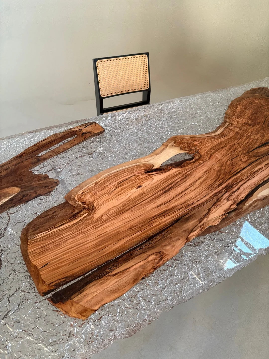 Aurora In Stock 47" x 126" x 2.5" Luxury Italian Olive Wood Epoxy Live Edge Table ATD0034 (Minor Imperfection)