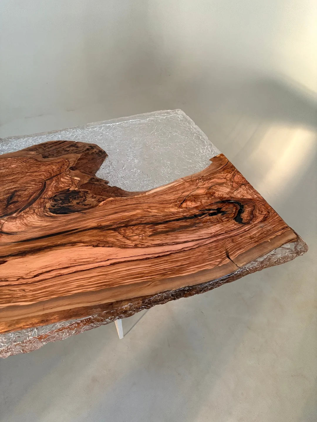 Aurora In Stock 47" x 126" x 2.5" Luxury Italian Olive Wood Epoxy Live Edge Table ATD0034 (Minor Imperfection)