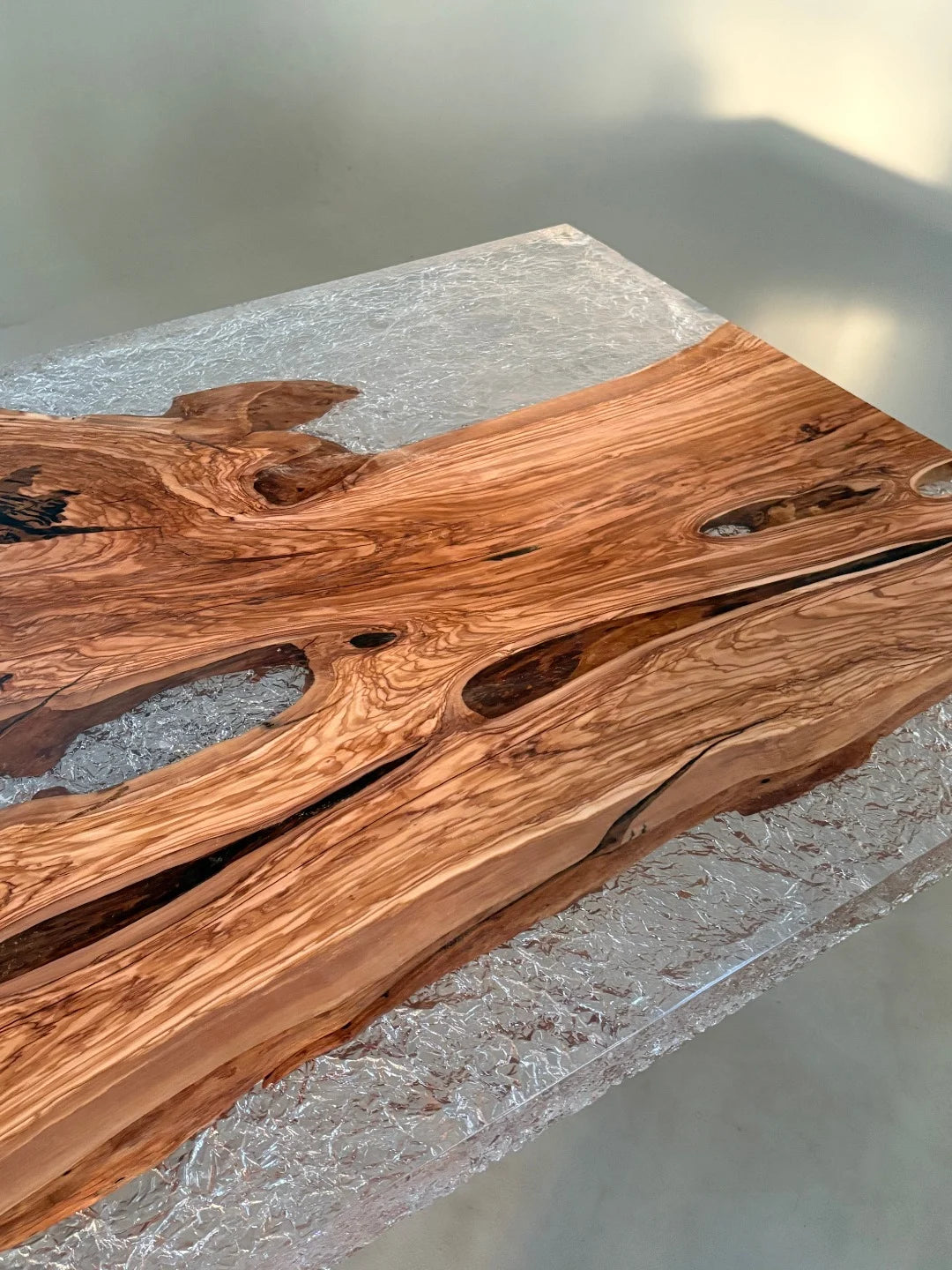 Aurora In Stock 47" x 126" x 2.5" Luxury Italian Olive Wood Epoxy Live Edge Table ATD0034 (Minor Imperfection)