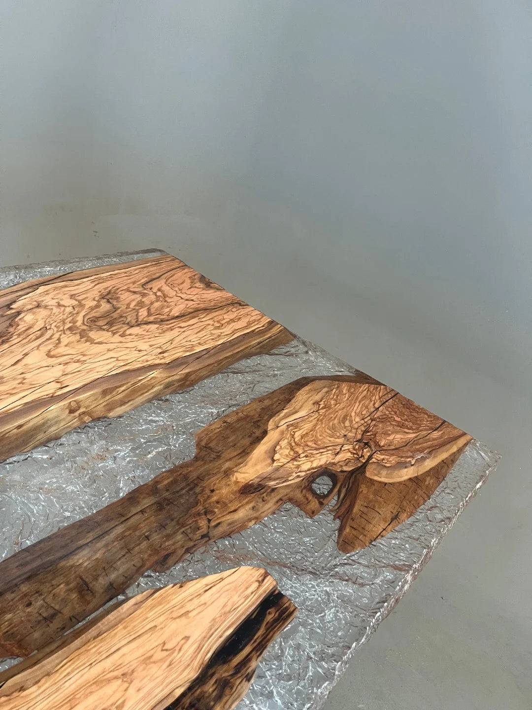 Aurora In Stock 47" x 126" x 2.5" Luxury Italian Olive Wood Epoxy River Table ATD0039