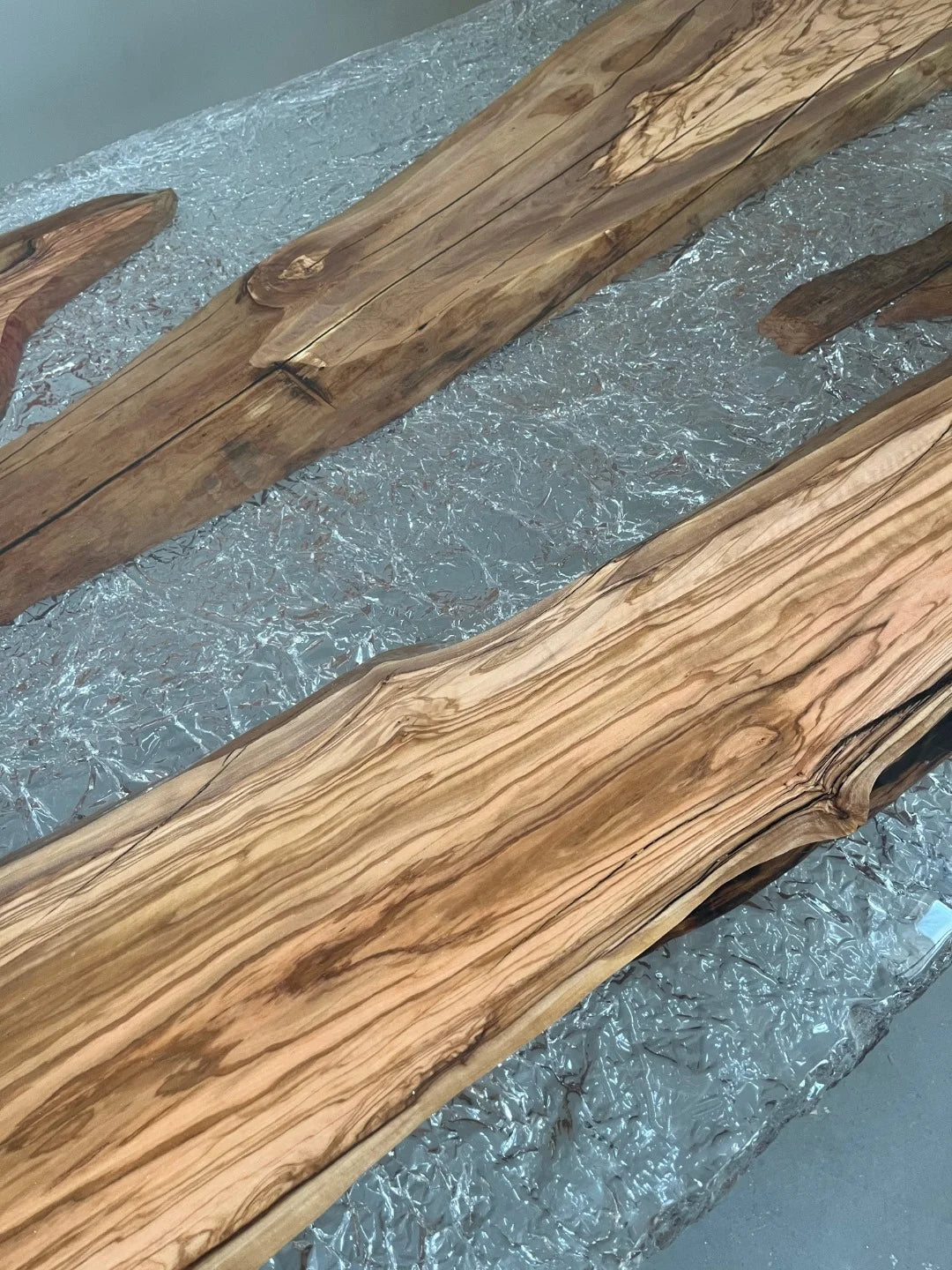 Aurora In Stock 47" x 126" x 2.5" Luxury Italian Olive Wood Epoxy River Table ATD0039