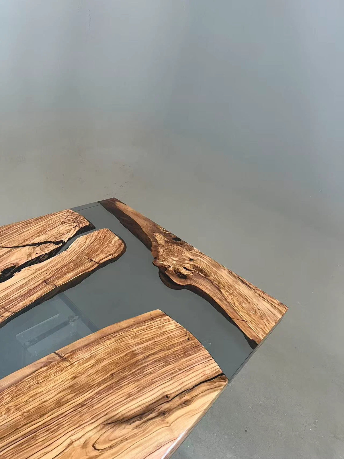 Aurora In Stock 39" x 110" x 3" Luxury Italian Olive Wood Epoxy Live Edge Table ATD0040