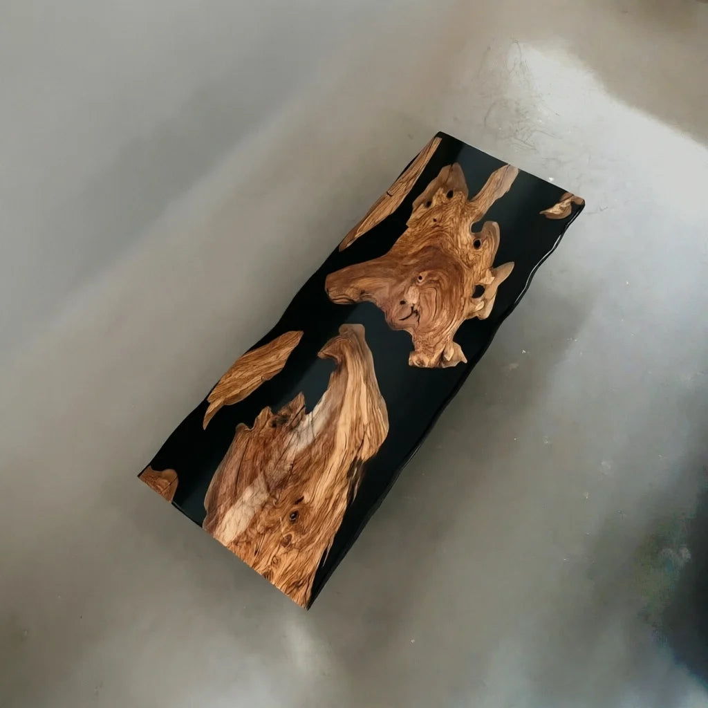 Aurora In Stock 47" x 118" x 2" Luxury Italian Olive Wood Epoxy Live Edge Table ATD0041