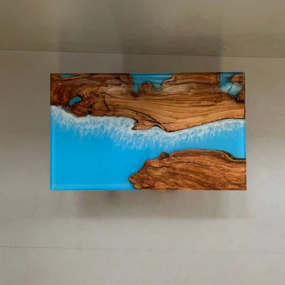 Aurora In Stock 36" x 60" x 2" Luxury Italian Olive Wood Epoxy Ocean Wave Beach Table ATD0043