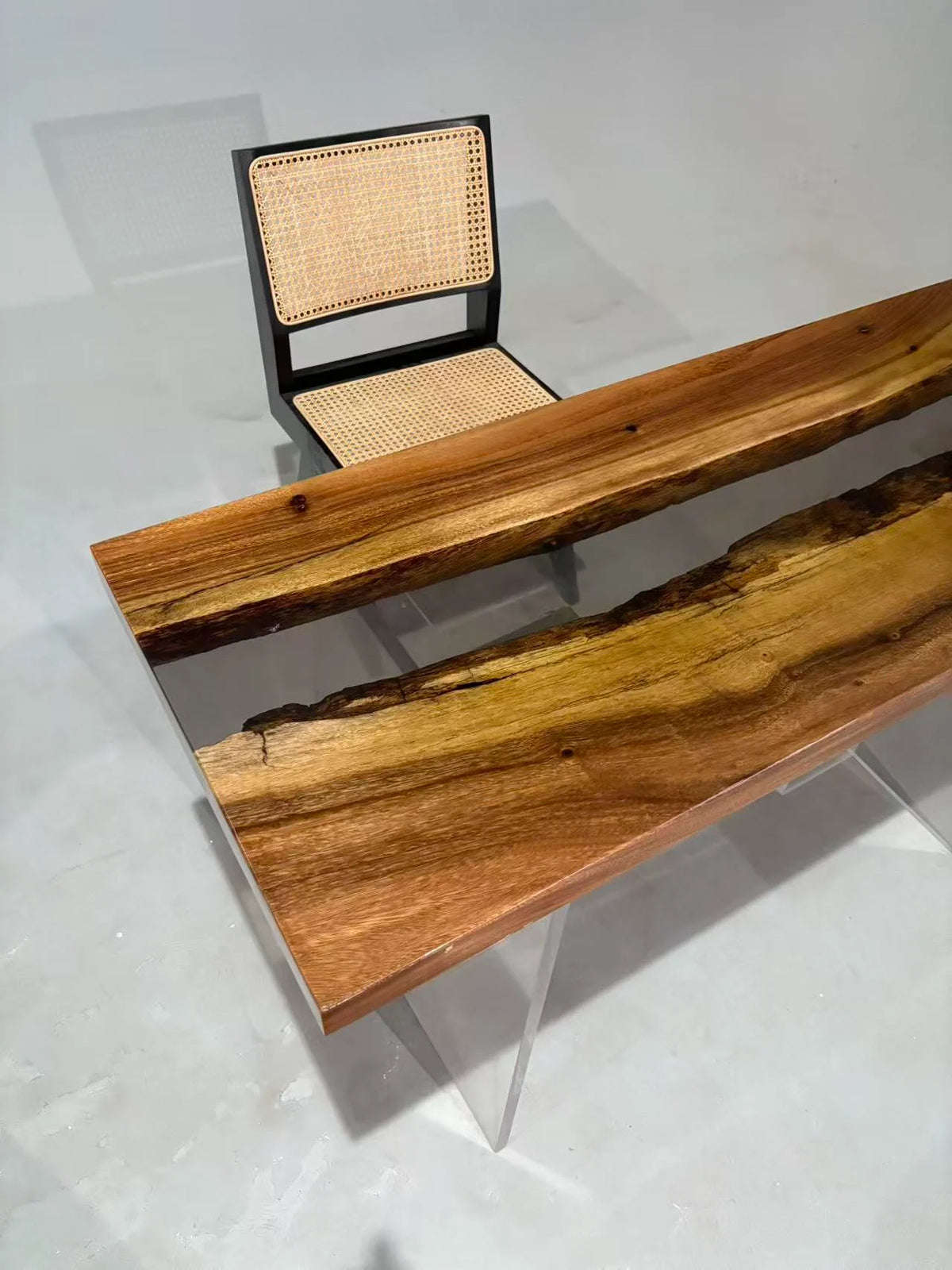 Aurora In Stock 22" x 57" x 2" Luxury South American Walnut Epoxy River Table ATD0052 (Minor Imperfection)