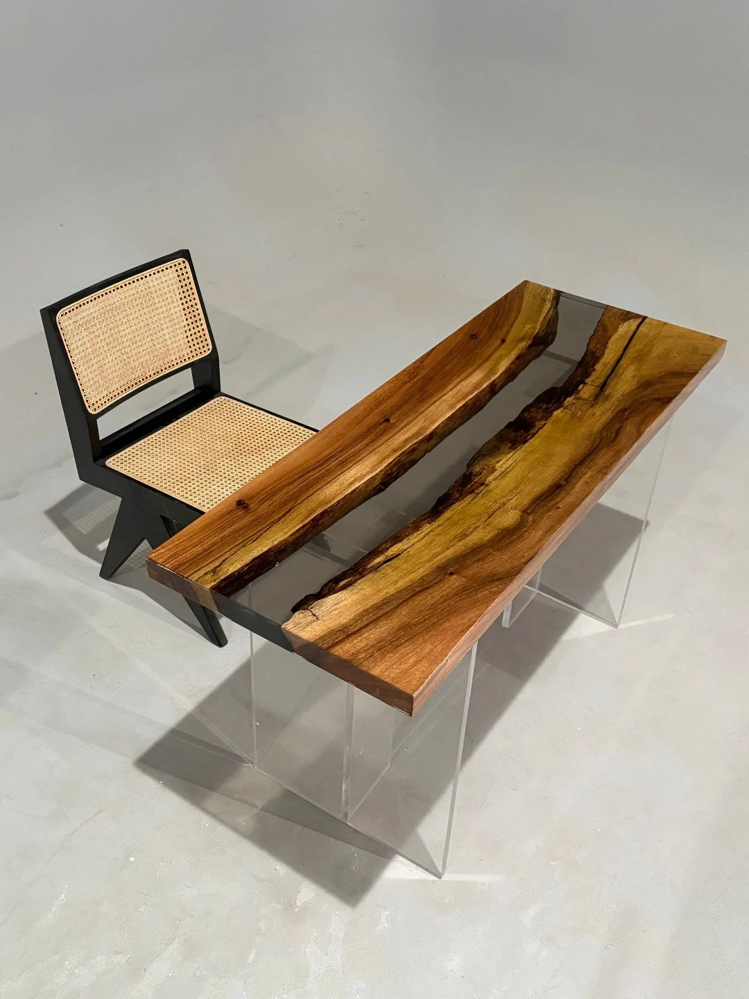 Aurora In Stock 22" x 57" x 2" Luxury South American Walnut Epoxy River Table ATD0052 (Minor Imperfection)