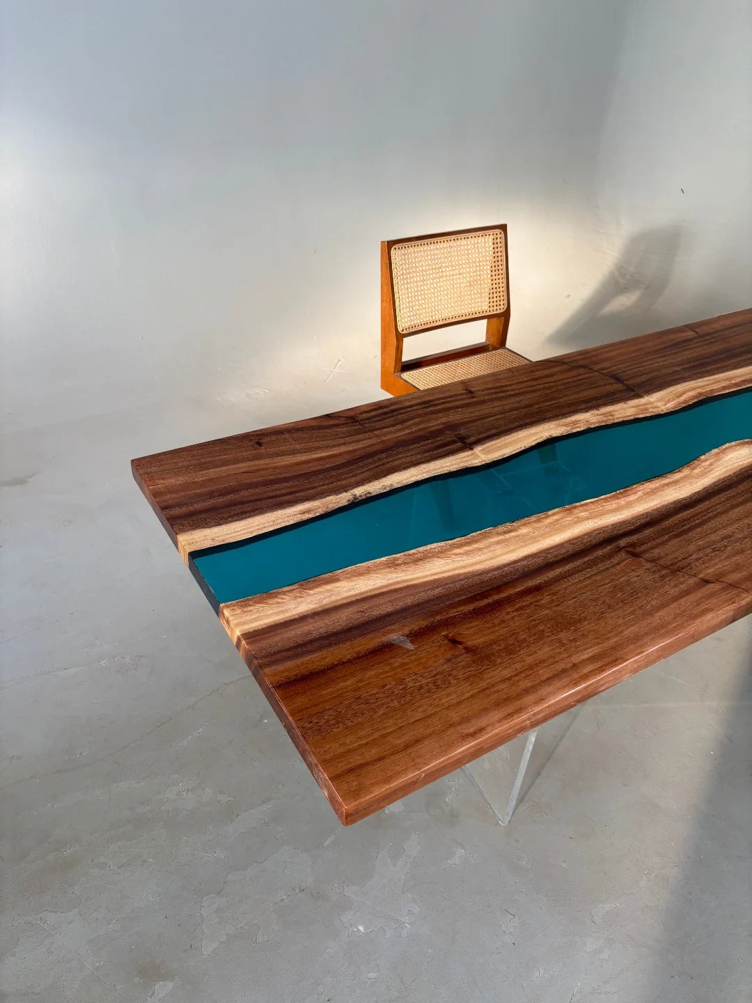 Aurora In Stock 31" x 87" x 1.5" Luxury South American Walnut Epoxy River Table ATD0053 (Minor Imperfection)