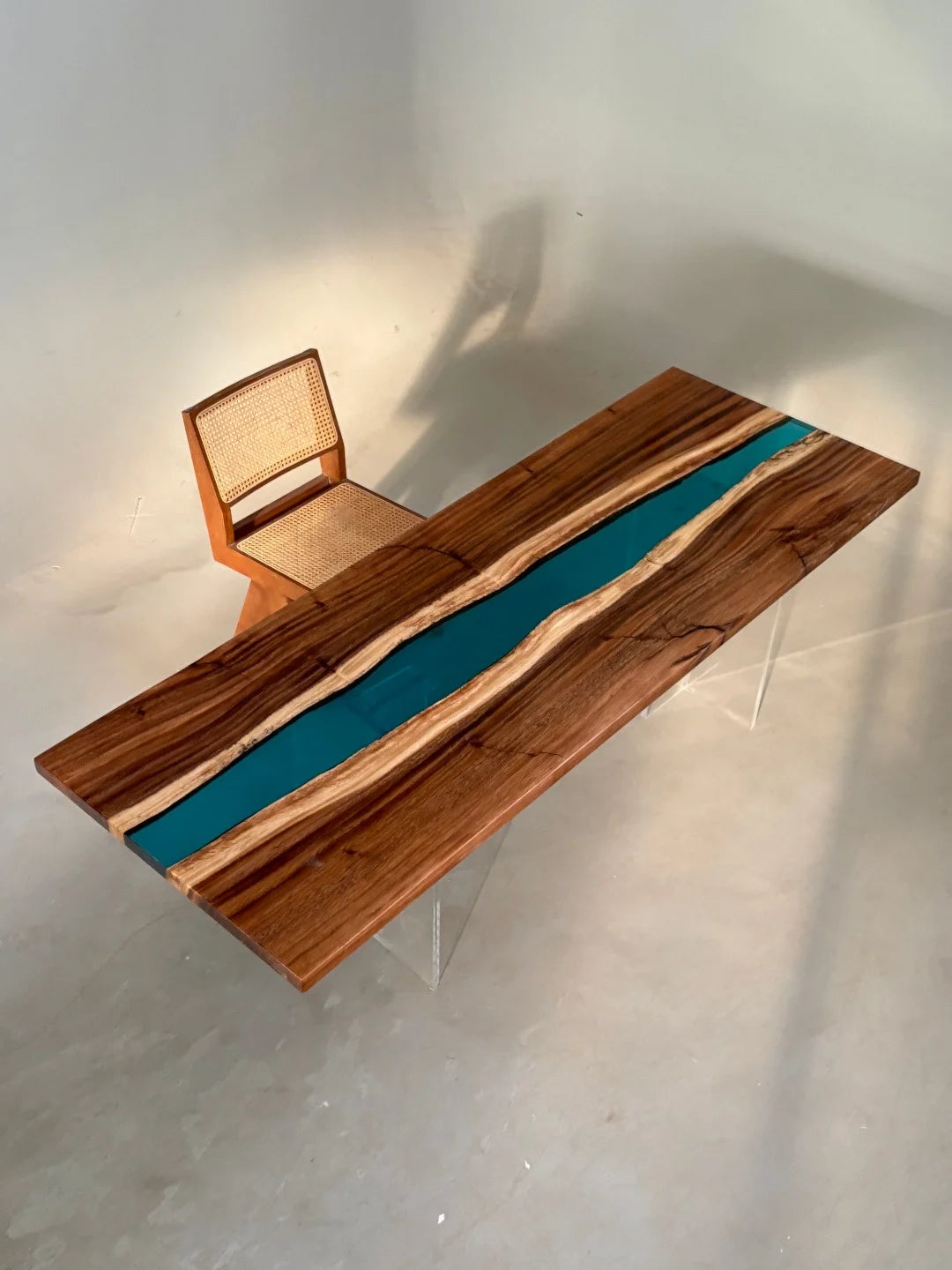 Aurora In Stock 31" x 87" x 1.5" Luxury South American Walnut Epoxy River Table ATD0053 (Minor Imperfection)