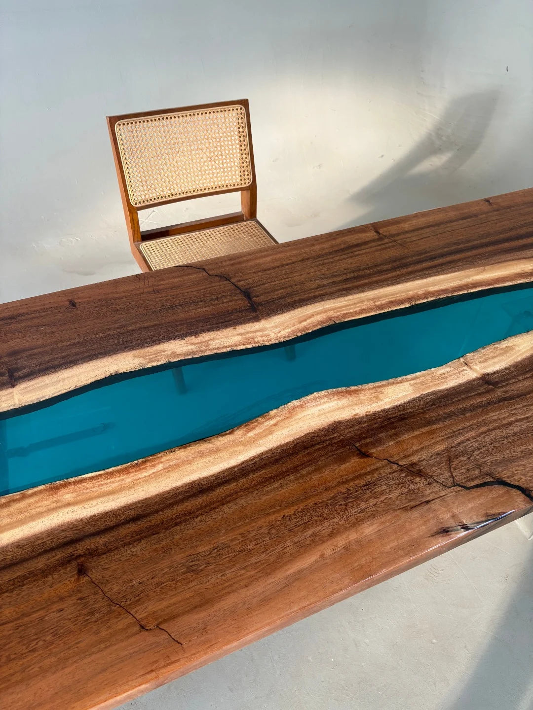 Aurora In Stock 31" x 87" x 1.5" Luxury South American Walnut Epoxy River Table ATD0053 (Minor Imperfection)
