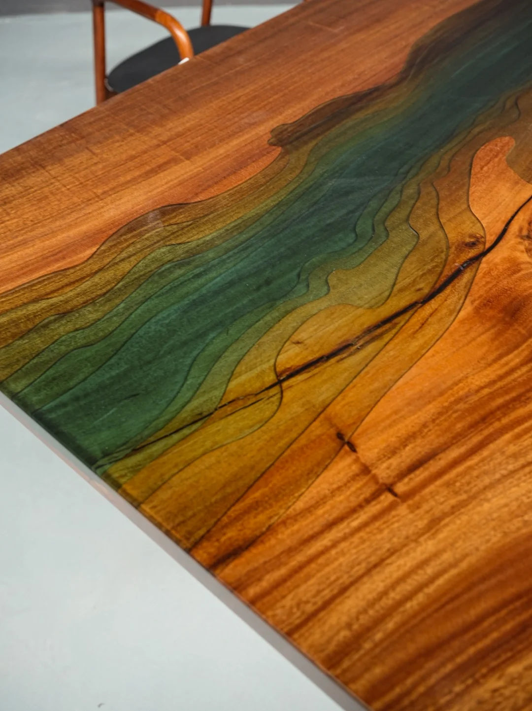 Aurora In Stock 35" x 87" x 2" Luxury South American Walnut Epoxy River Table ATD0054