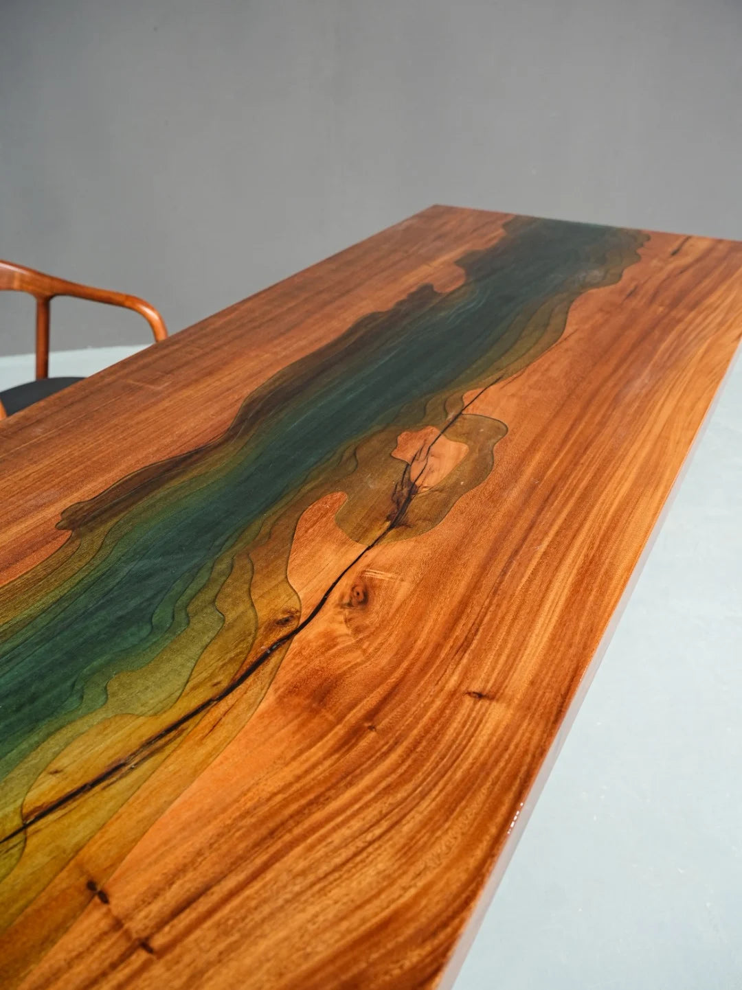 Aurora In Stock 35" x 87" x 2" Luxury South American Walnut Epoxy River Table ATD0054