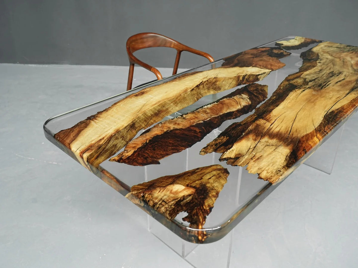Aurora In Stock 31" x 79" x 2" Luxury South American Walnut Epoxy River Table ATD0055