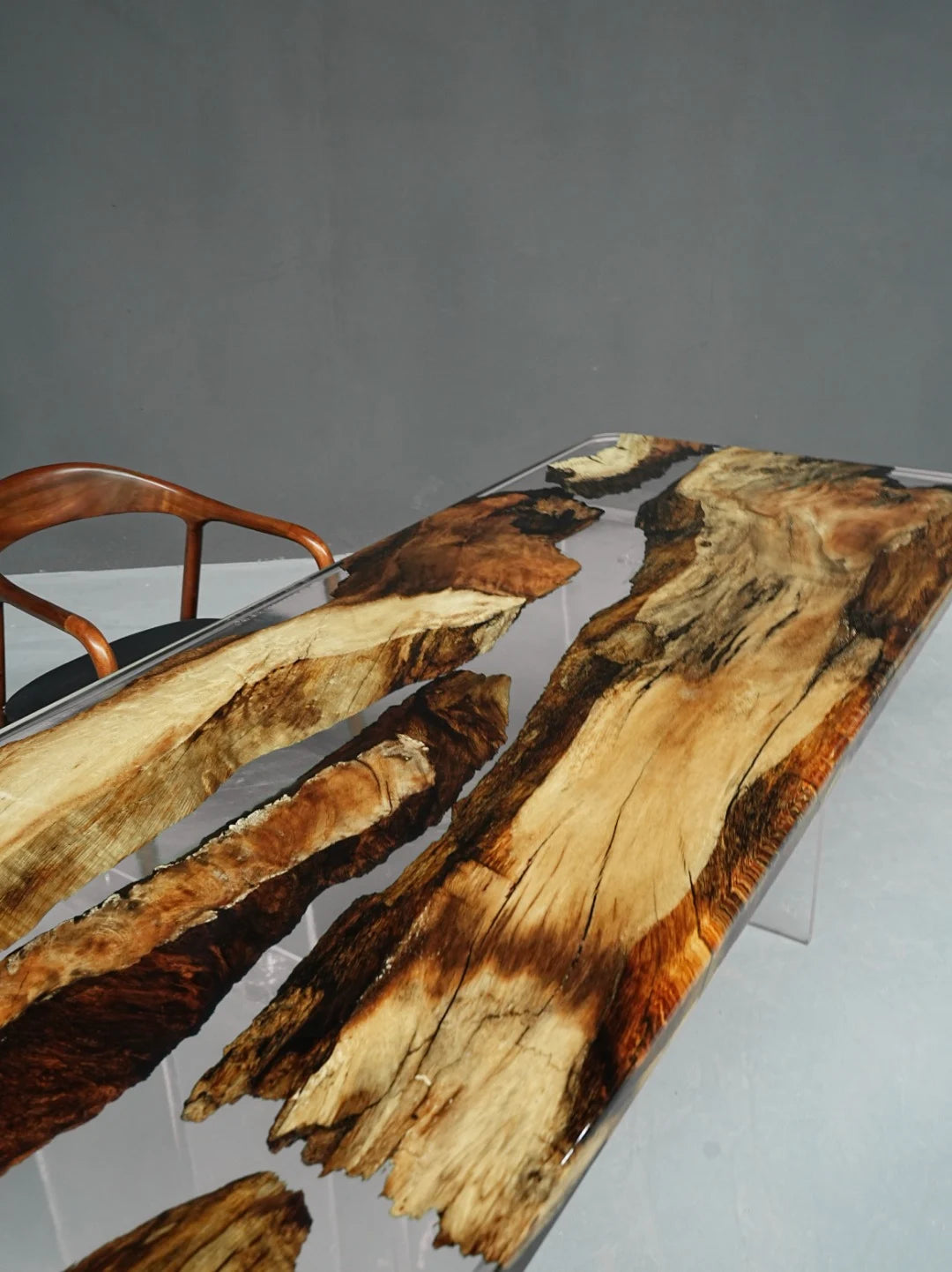 Aurora In Stock 31" x 79" x 2" Luxury South American Walnut Epoxy River Table ATD0055