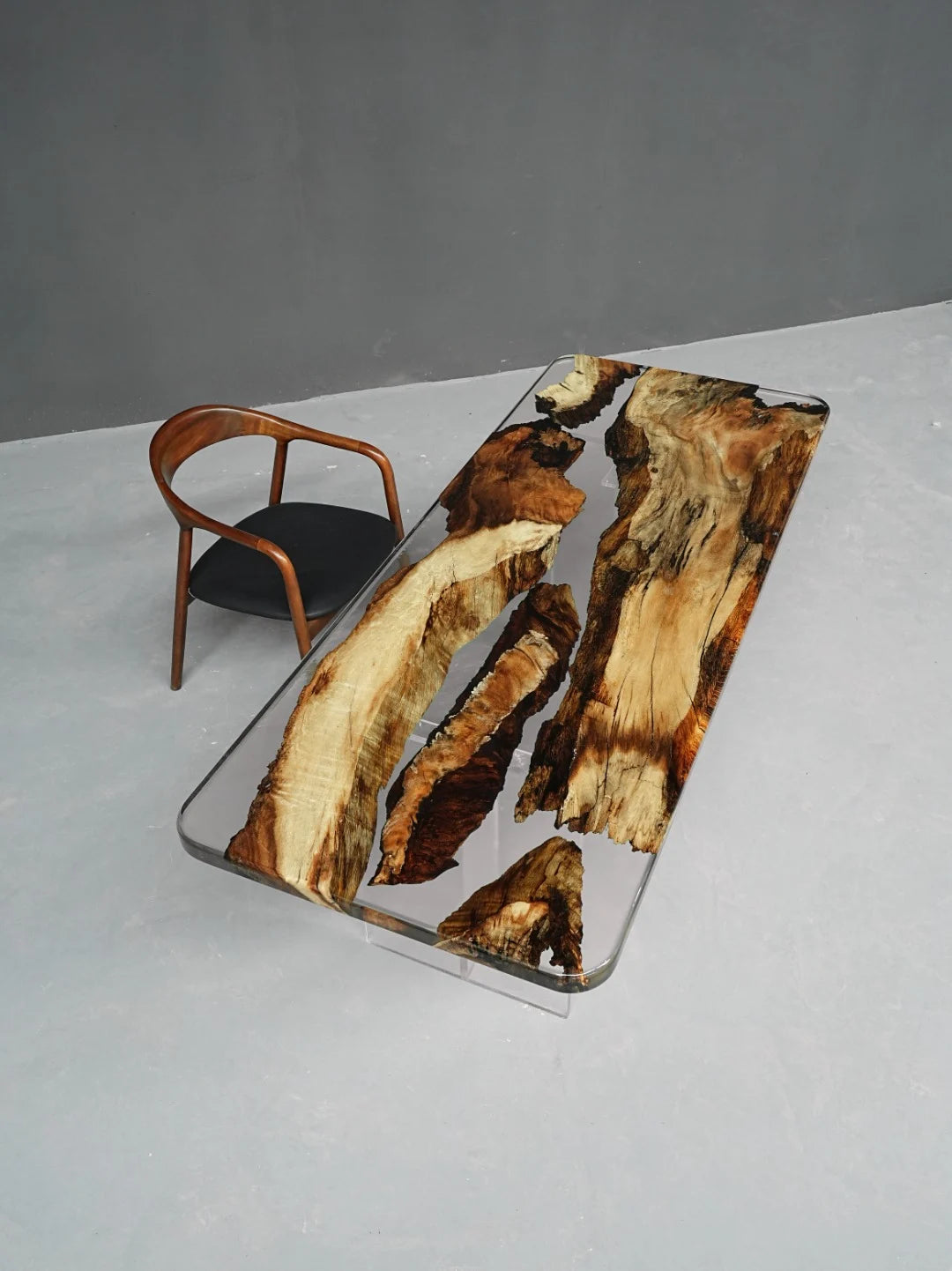 Aurora In Stock 31" x 79" x 2" Luxury South American Walnut Epoxy River Table ATD0055