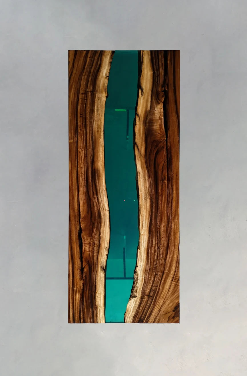 Aurora In Stock 35" x 87" x 2" Luxury South American Walnut Epoxy River Table ATD0056