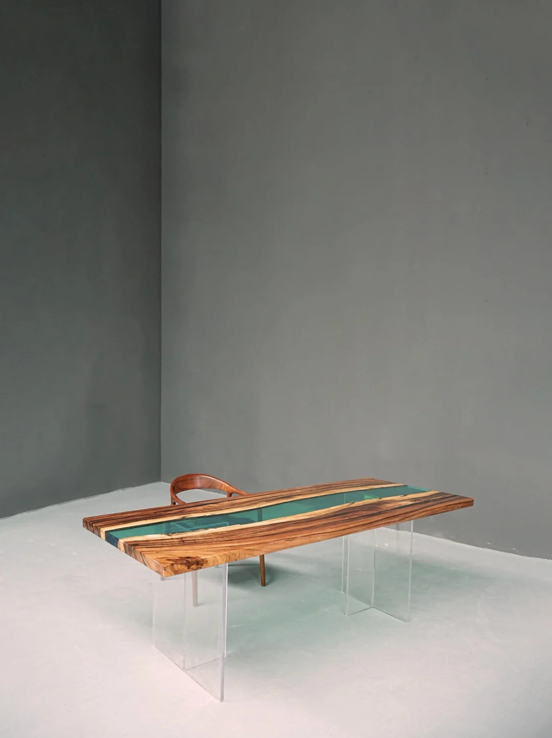 Aurora In Stock 35" x 87" x 2" Luxury South American Walnut Epoxy River Table ATD0056