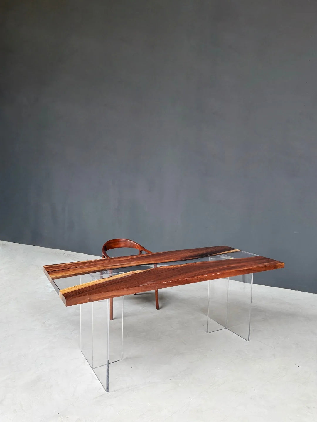 Aurora In Stock 31" x 79" x 2" Luxury South American Walnut Epoxy River Table ATD0057