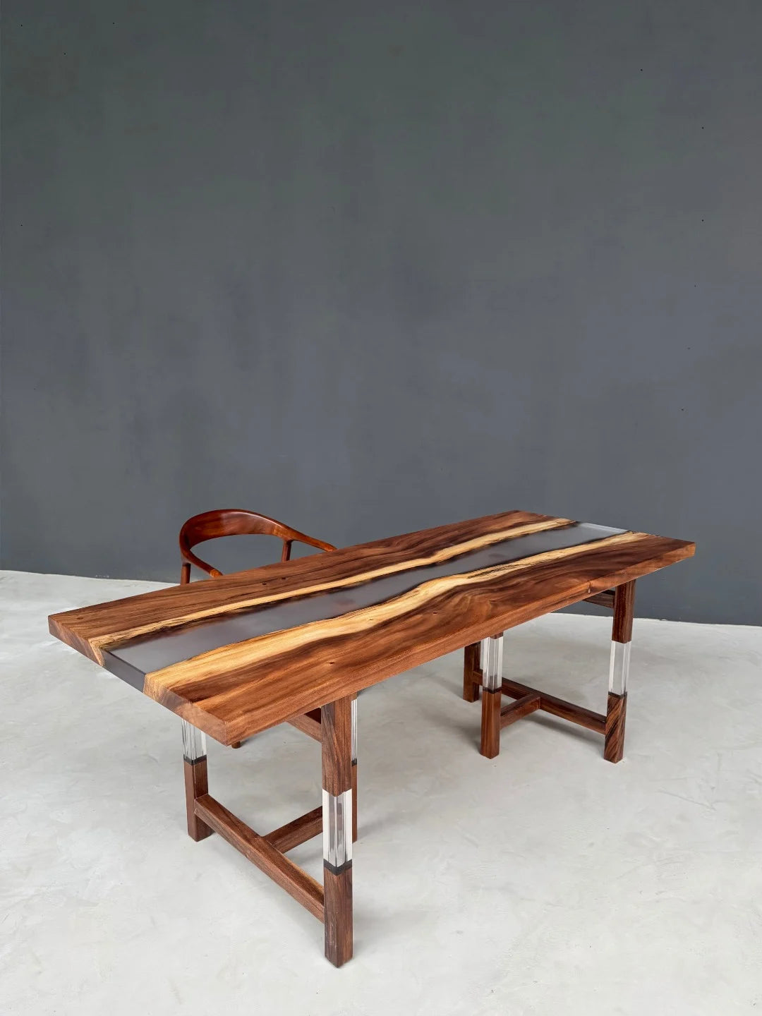 Aurora In Stock 31" x 79" x 2" Luxury South American Walnut Epoxy River Table ATD0058
