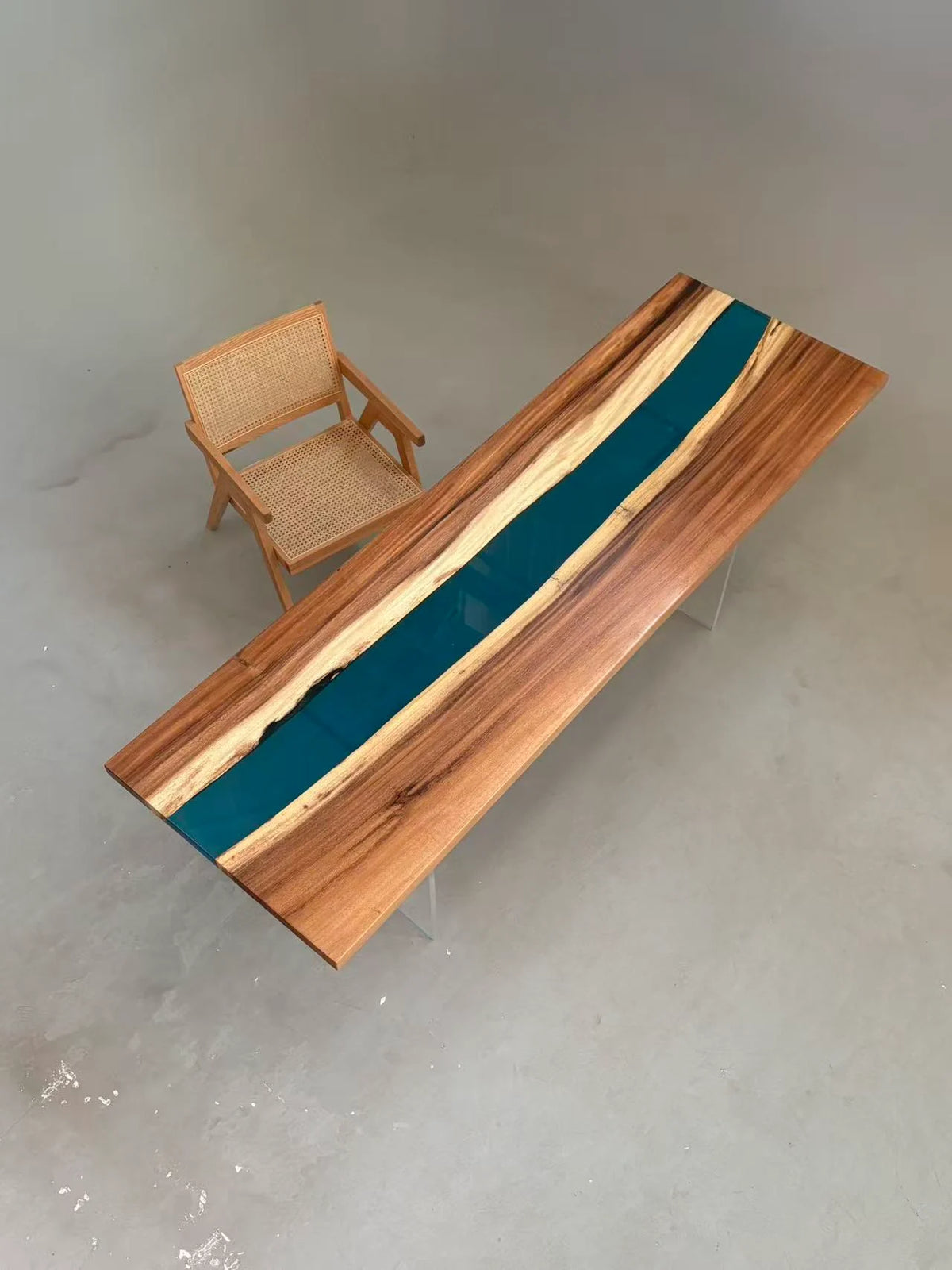 Aurora In Stock 30" x 93" x 2" Luxury South American Walnut Epoxy River Table ATD0059 (Minor Imperfection)