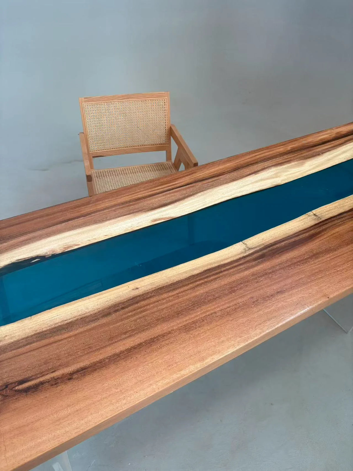 Aurora In Stock 30" x 93" x 2" Luxury South American Walnut Epoxy River Table ATD0059 (Minor Imperfection)