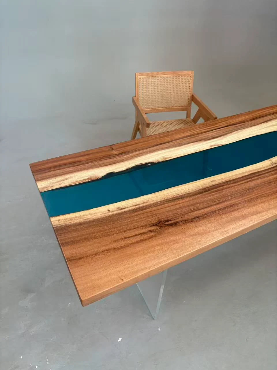 Aurora In Stock 30" x 93" x 2" Luxury South American Walnut Epoxy River Table ATD0059 (Minor Imperfection)