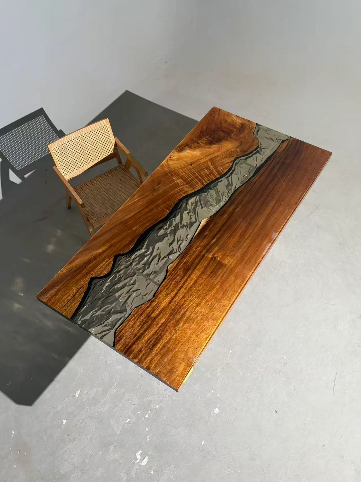 Aurora In Stock 39" x 78" x 2" Luxury South American Walnut Epoxy River Table ATD0060 (Minor Imperfection)
