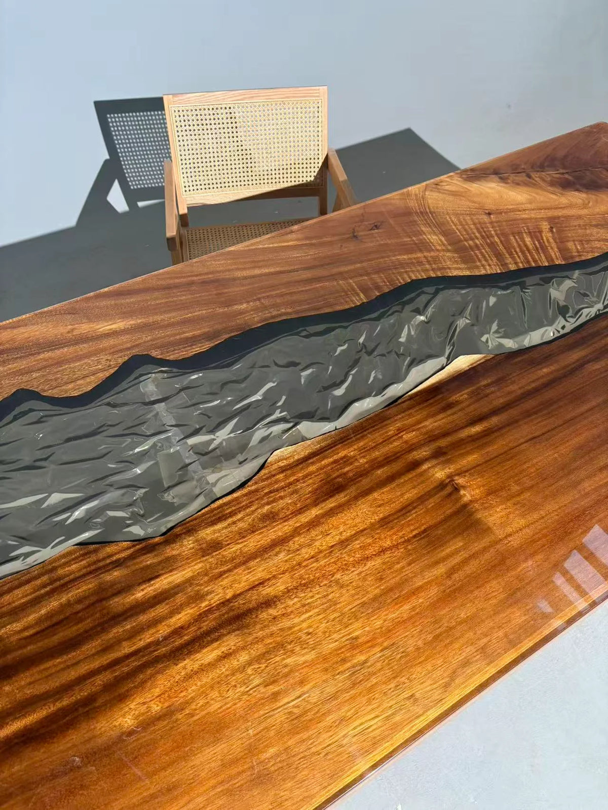 Aurora In Stock 39" x 78" x 2" Luxury South American Walnut Epoxy River Table ATD0060 (Minor Imperfection)