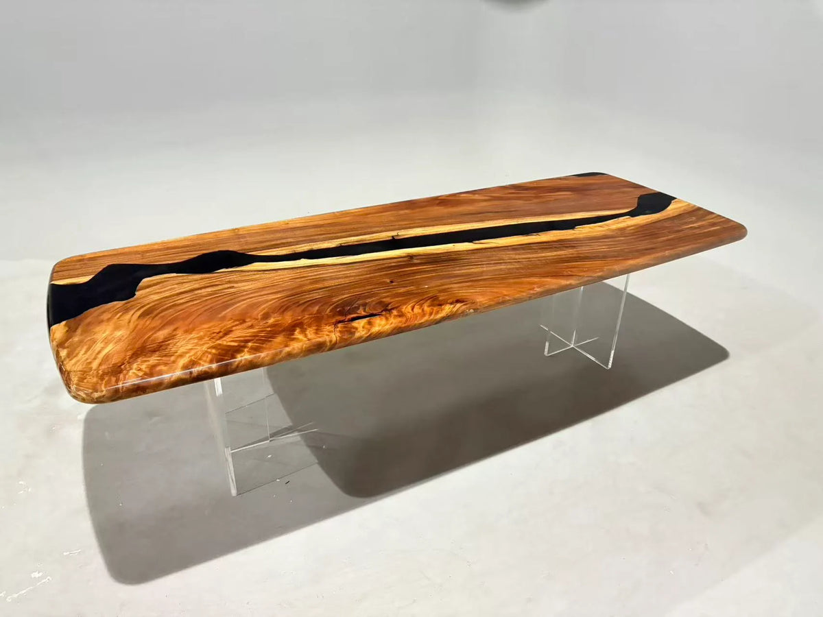 Aurora In Stock 41" x 108" x 2" Luxury South American Walnut Epoxy River Table ATD0061