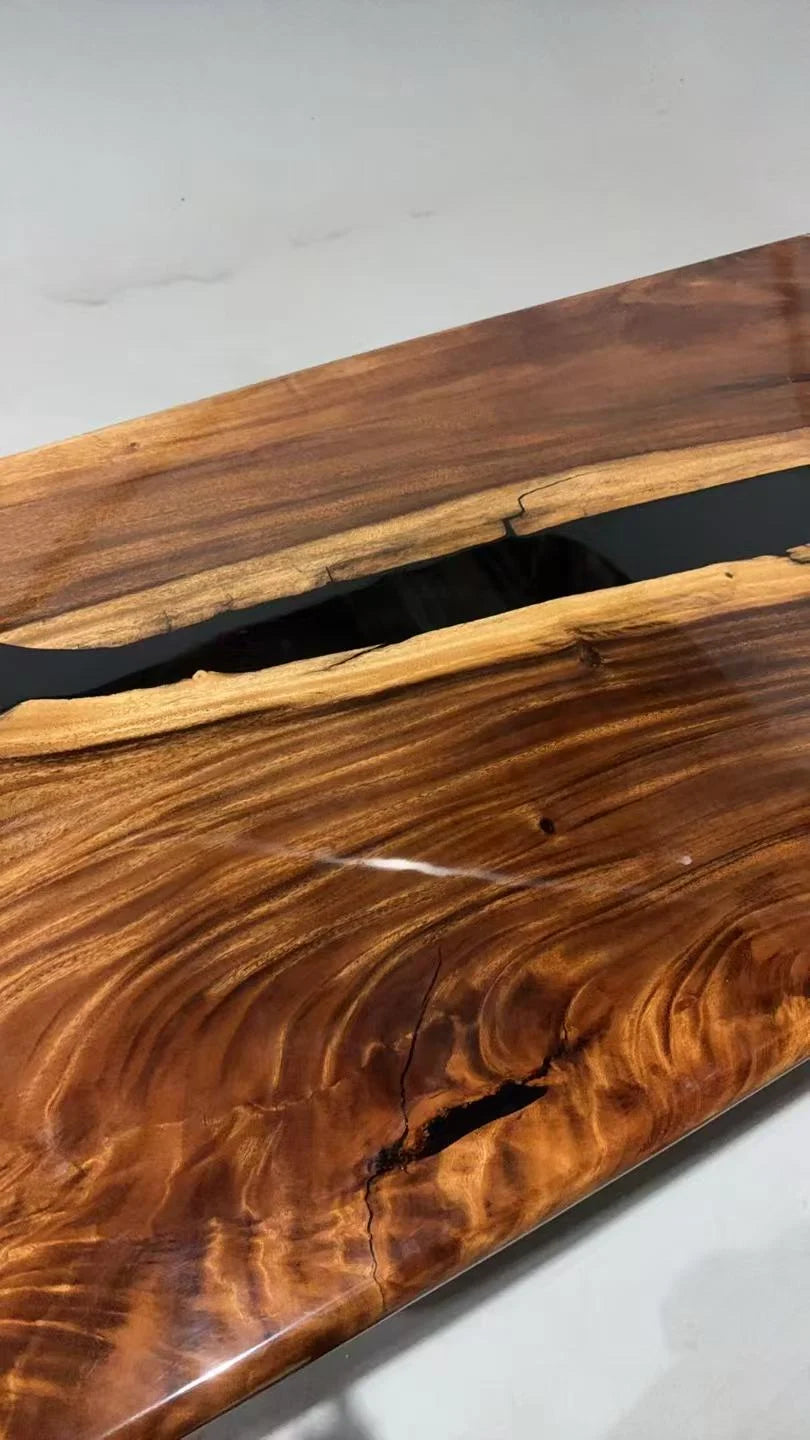 Aurora In Stock 41" x 108" x 2" Luxury South American Walnut Epoxy River Table ATD0061