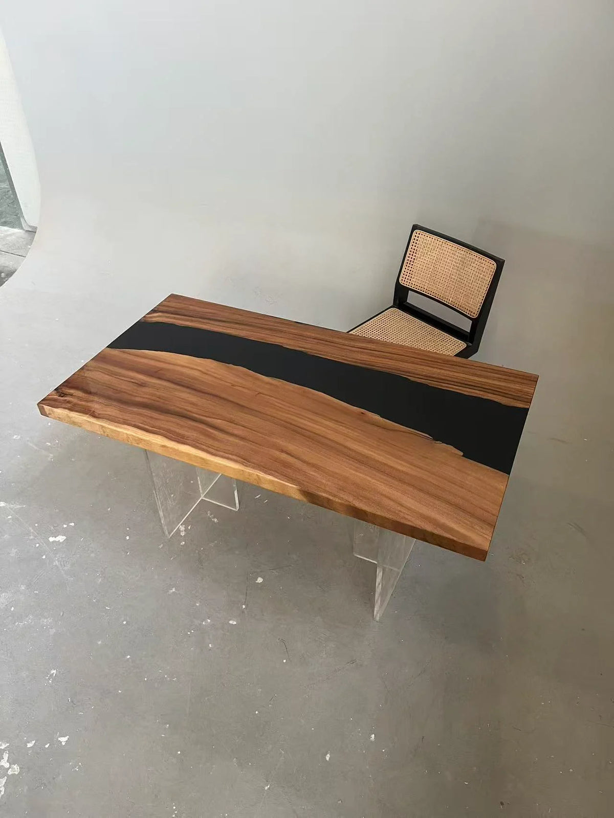 Aurora In Stock 31" x 59" x 2" Luxury South American Walnut Epoxy River Table ATD0062 (Minor Imperfection)