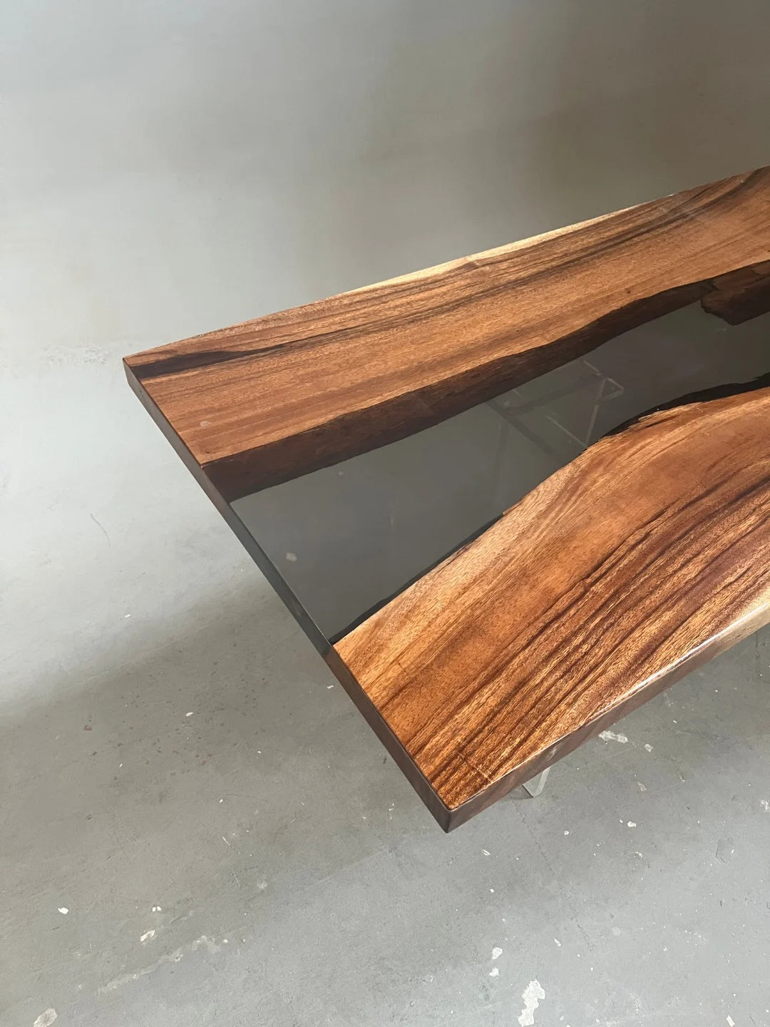 Aurora In Stock 31" x 79" x 2" Luxury South American Walnut Epoxy River Table ATD0063