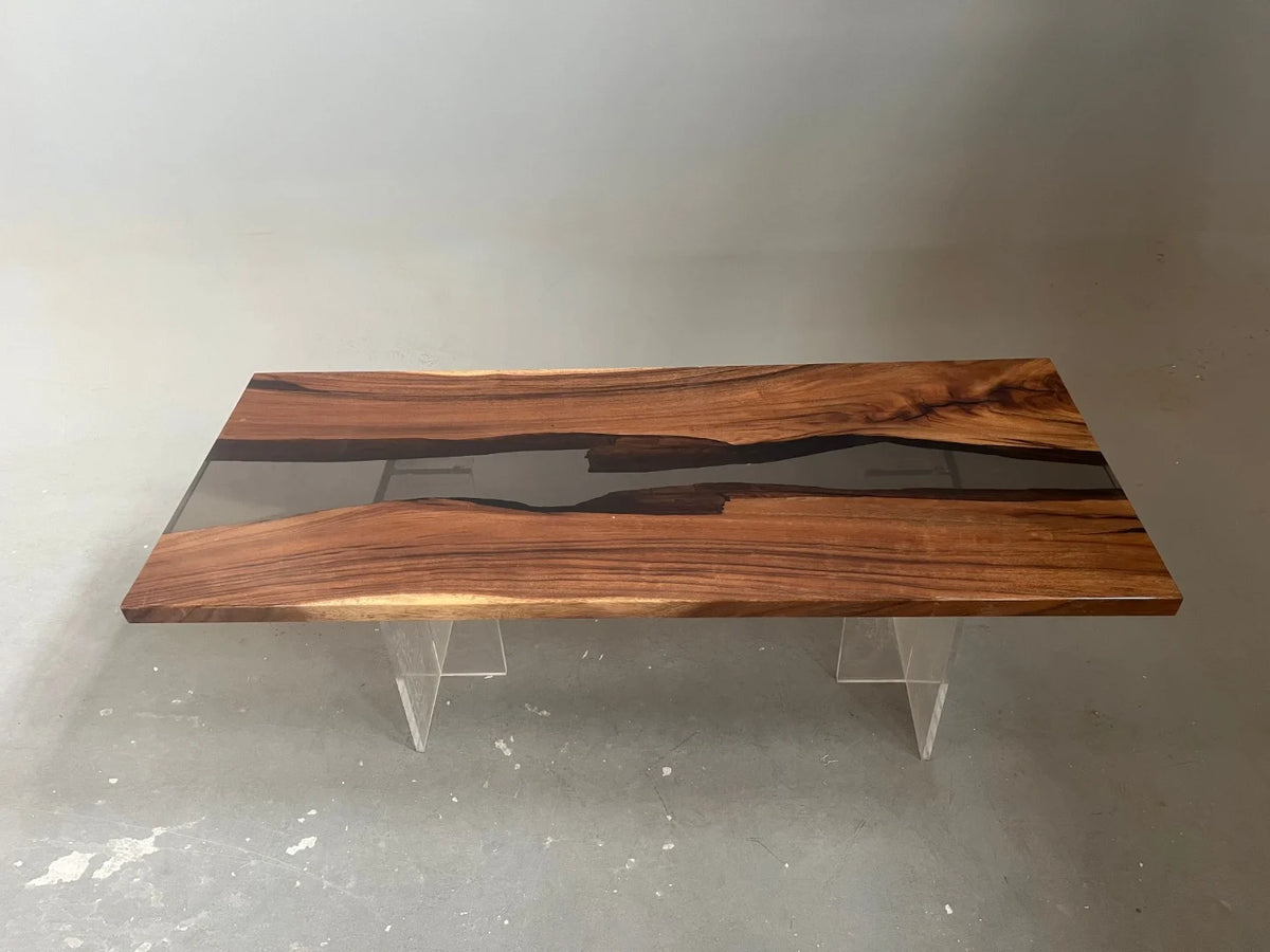 Aurora In Stock 31" x 79" x 2" Luxury South American Walnut Epoxy River Table ATD0063