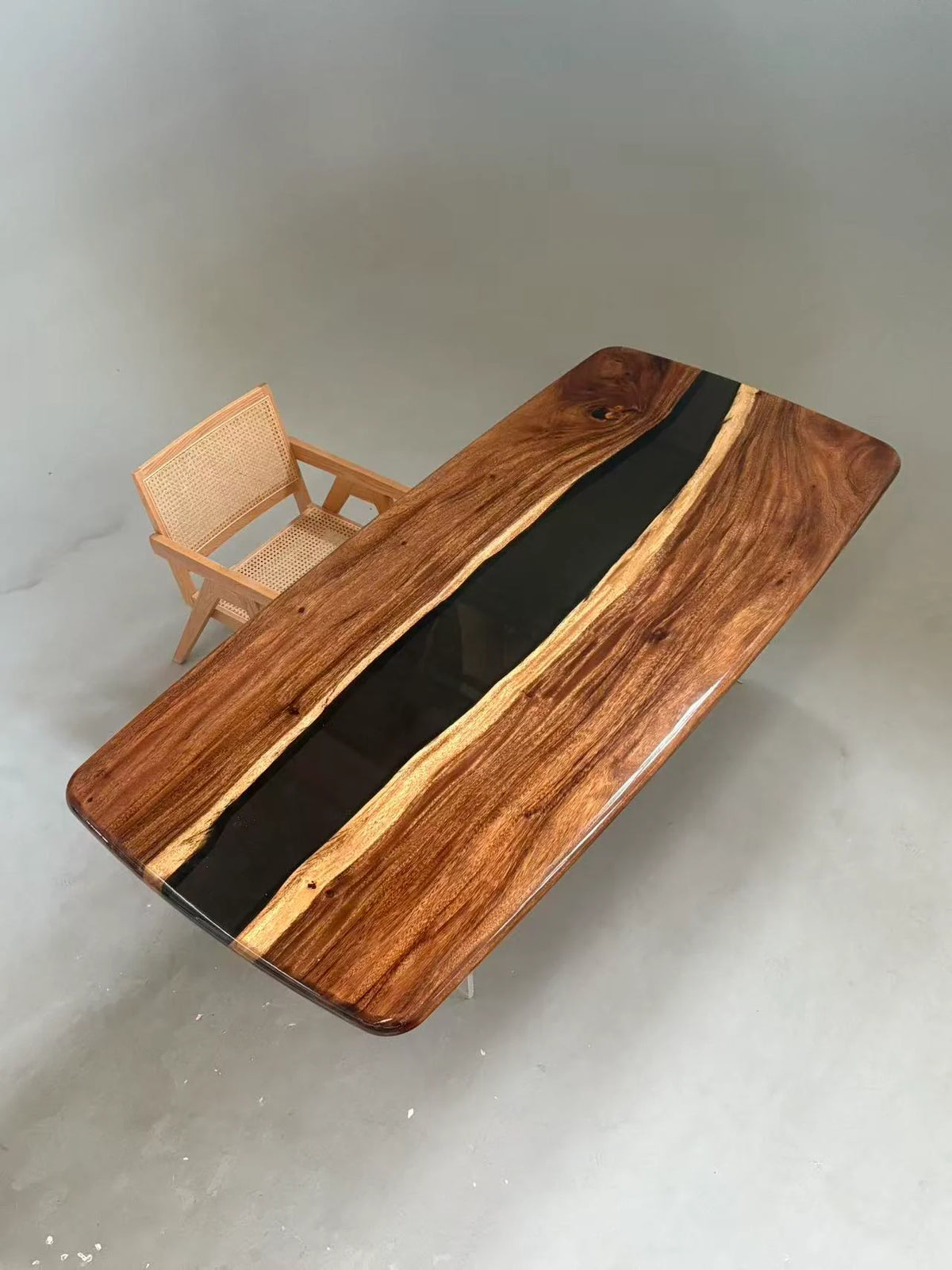 Aurora In Stock 40" x 84" x 2" Luxury South American Walnut Epoxy River Table ATD0064