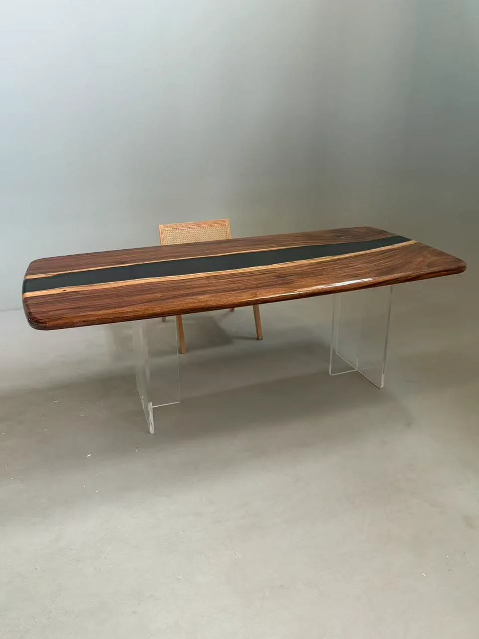 Aurora In Stock 40" x 84" x 2" Luxury South American Walnut Epoxy River Table ATD0064