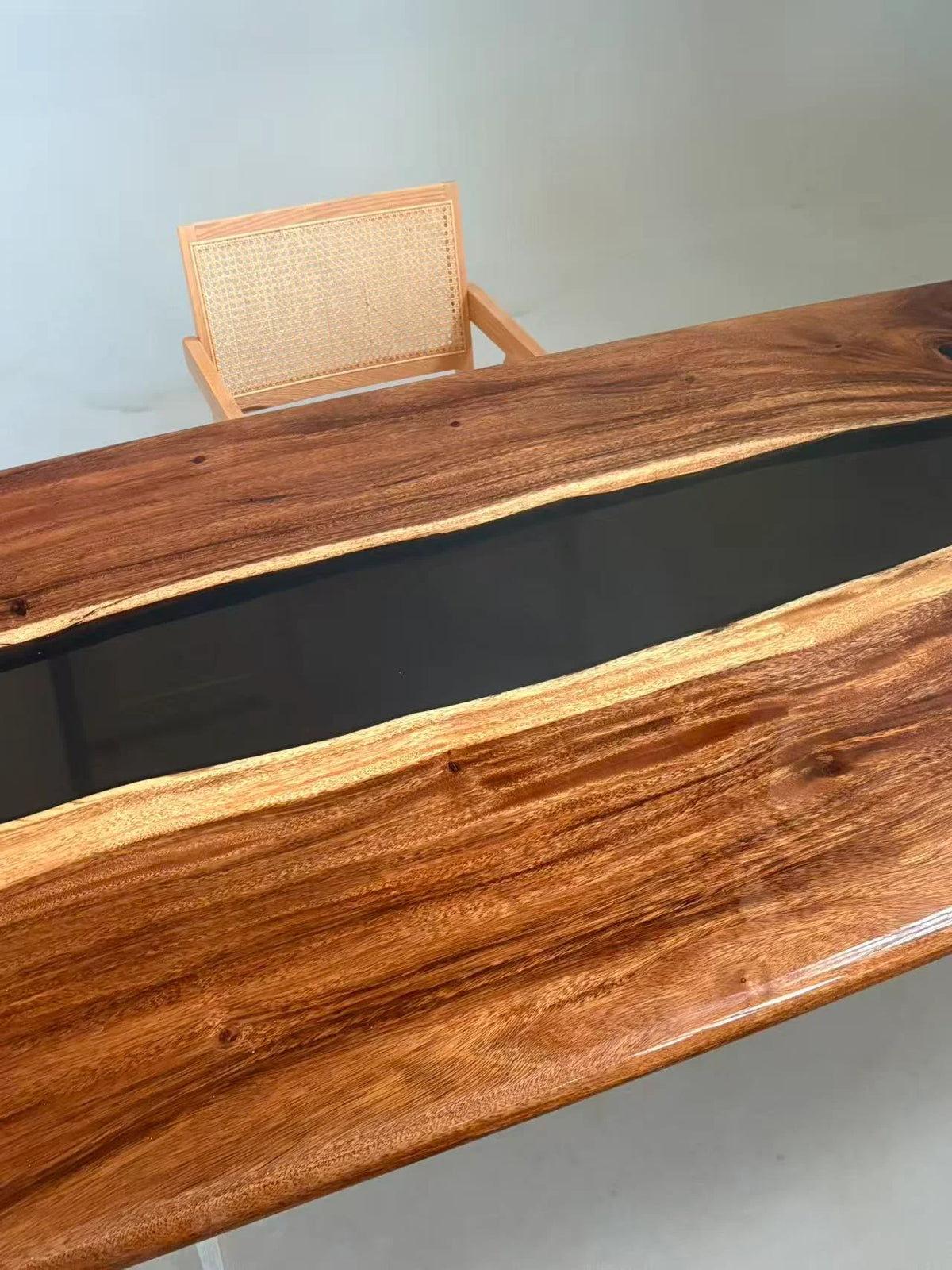 Aurora In Stock 40" x 84" x 2" Luxury South American Walnut Epoxy River Table ATD0064