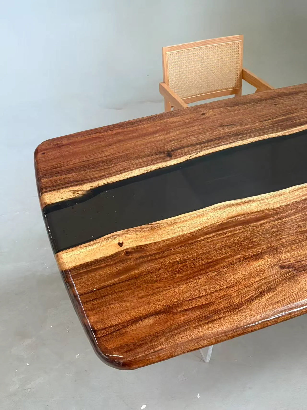 Aurora In Stock 40" x 84" x 2" Luxury South American Walnut Epoxy River Table ATD0064