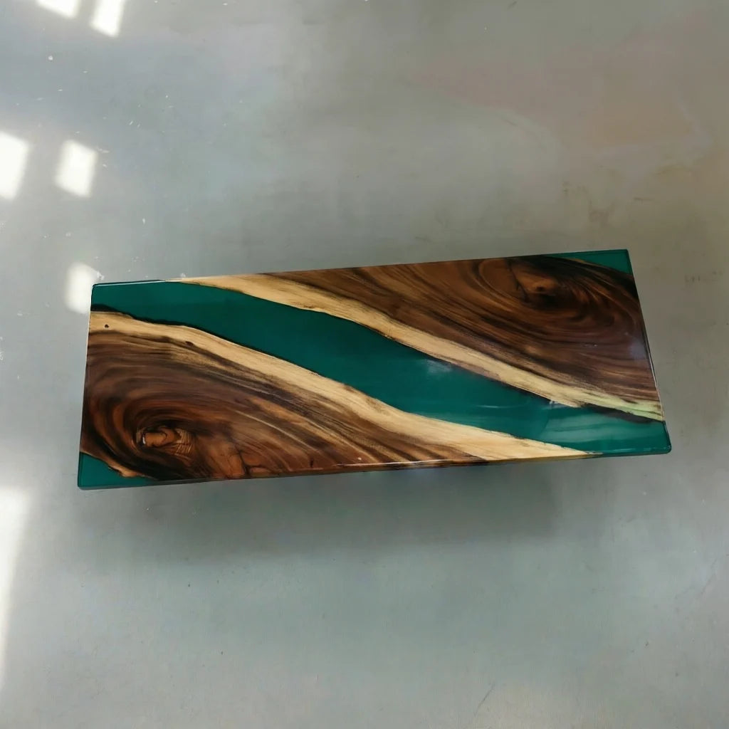 Aurora In Stock 31" x 79" x 2" Luxury South American Walnut Epoxy River Table ATD0065