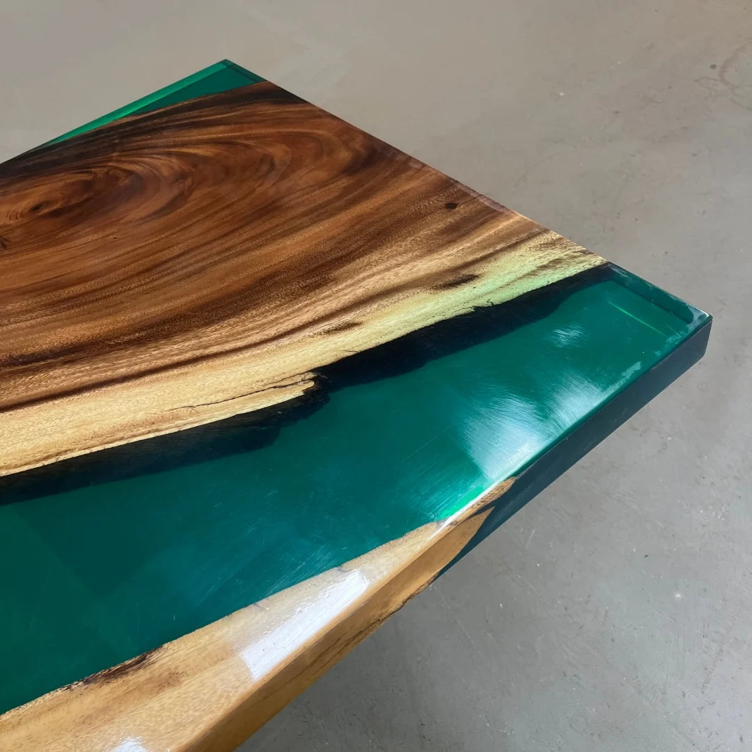Aurora In Stock 31" x 79" x 2" Luxury South American Walnut Epoxy River Table ATD0065