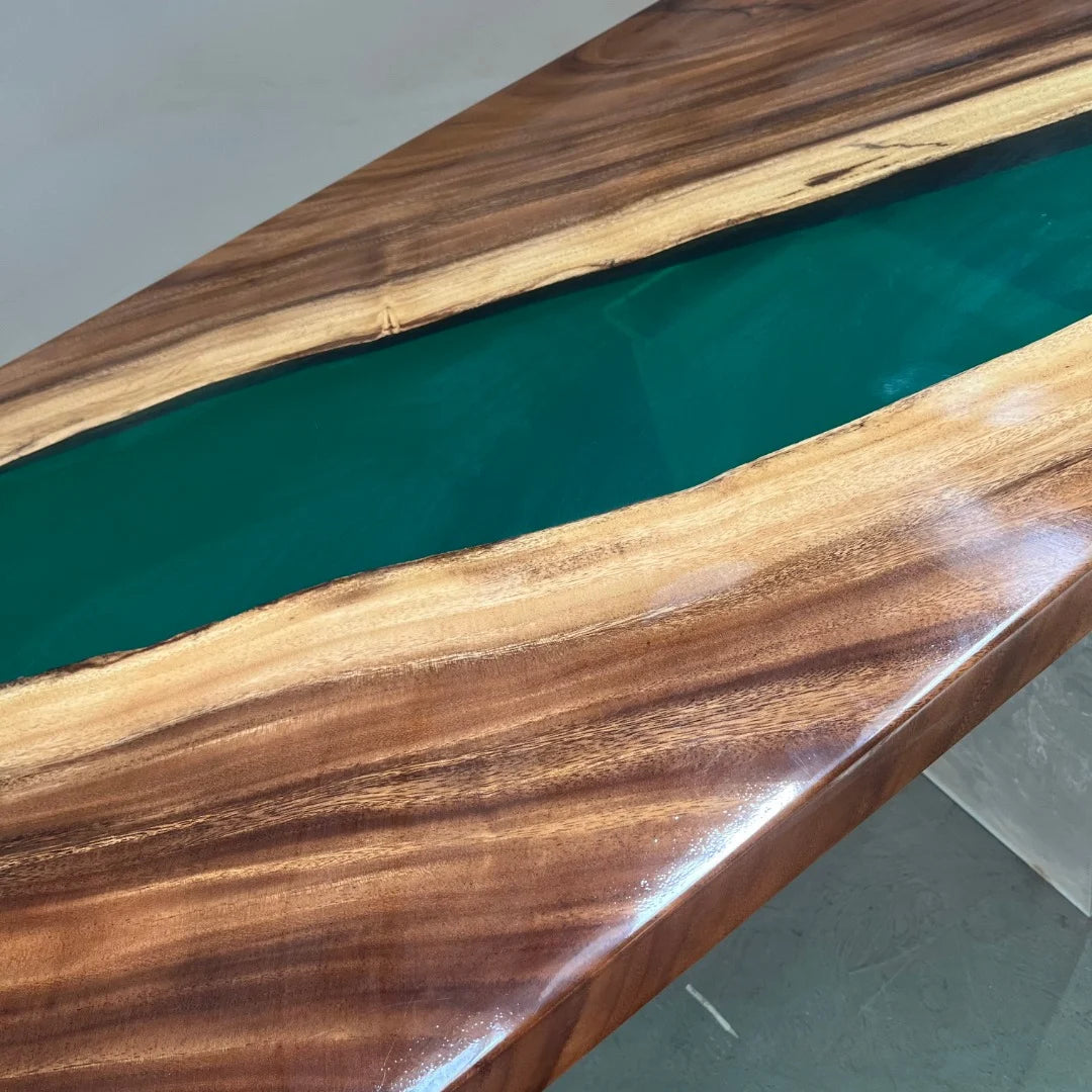 Aurora In Stock 31" x 79" x 2" Luxury South American Walnut Epoxy River Table ATD0065