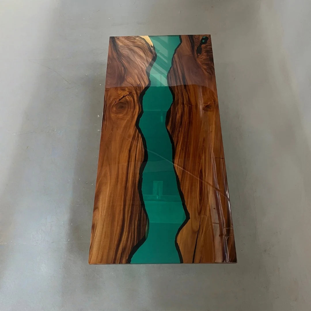 Aurora In Stock 48" x 103" x 2" Luxury South American Walnut Epoxy River Table ATD0066 (Minor Imperfection)