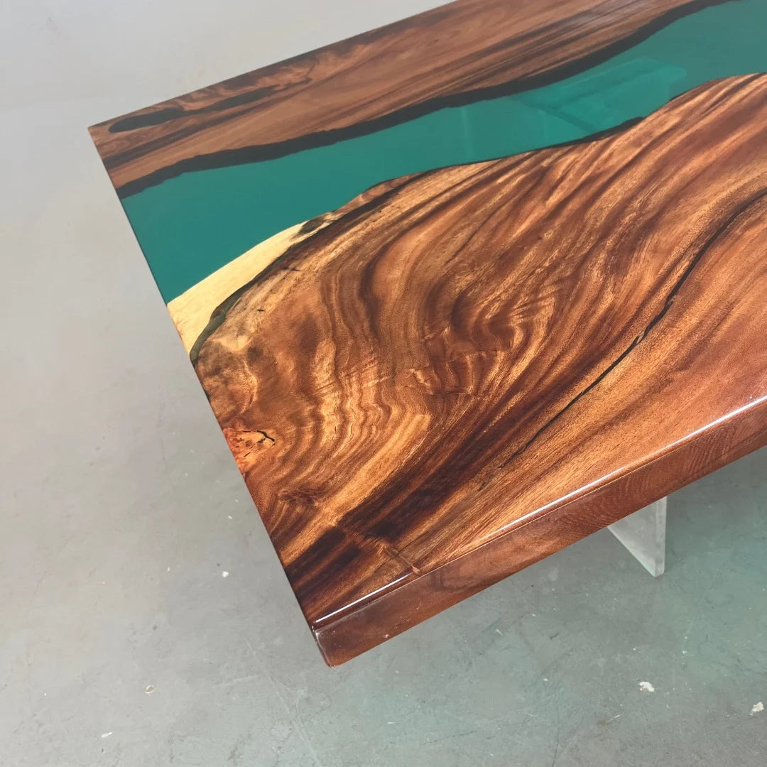 Aurora In Stock 48" x 103" x 2" Luxury South American Walnut Epoxy River Table ATD0066 (Minor Imperfection)