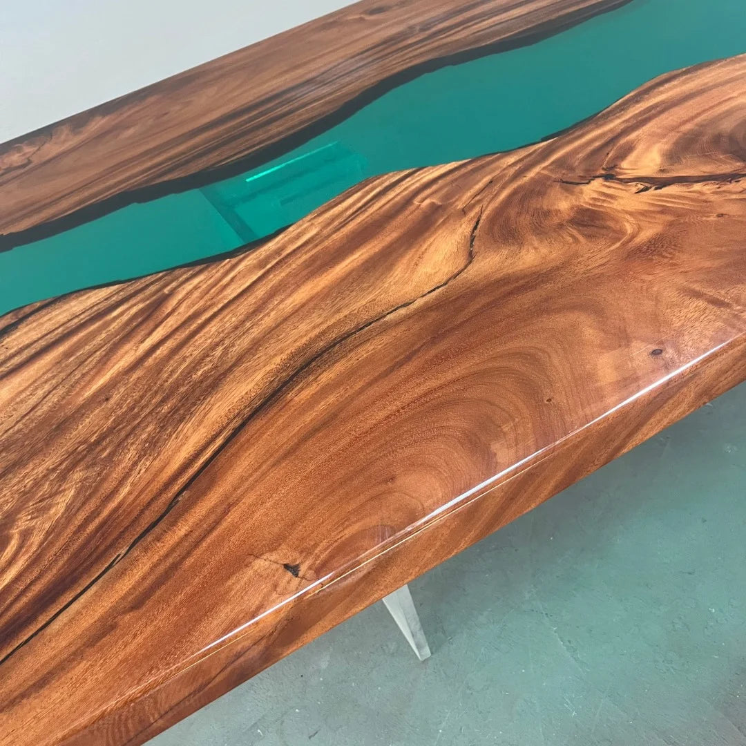 Aurora In Stock 48" x 103" x 2" Luxury South American Walnut Epoxy River Table ATD0066 (Minor Imperfection)