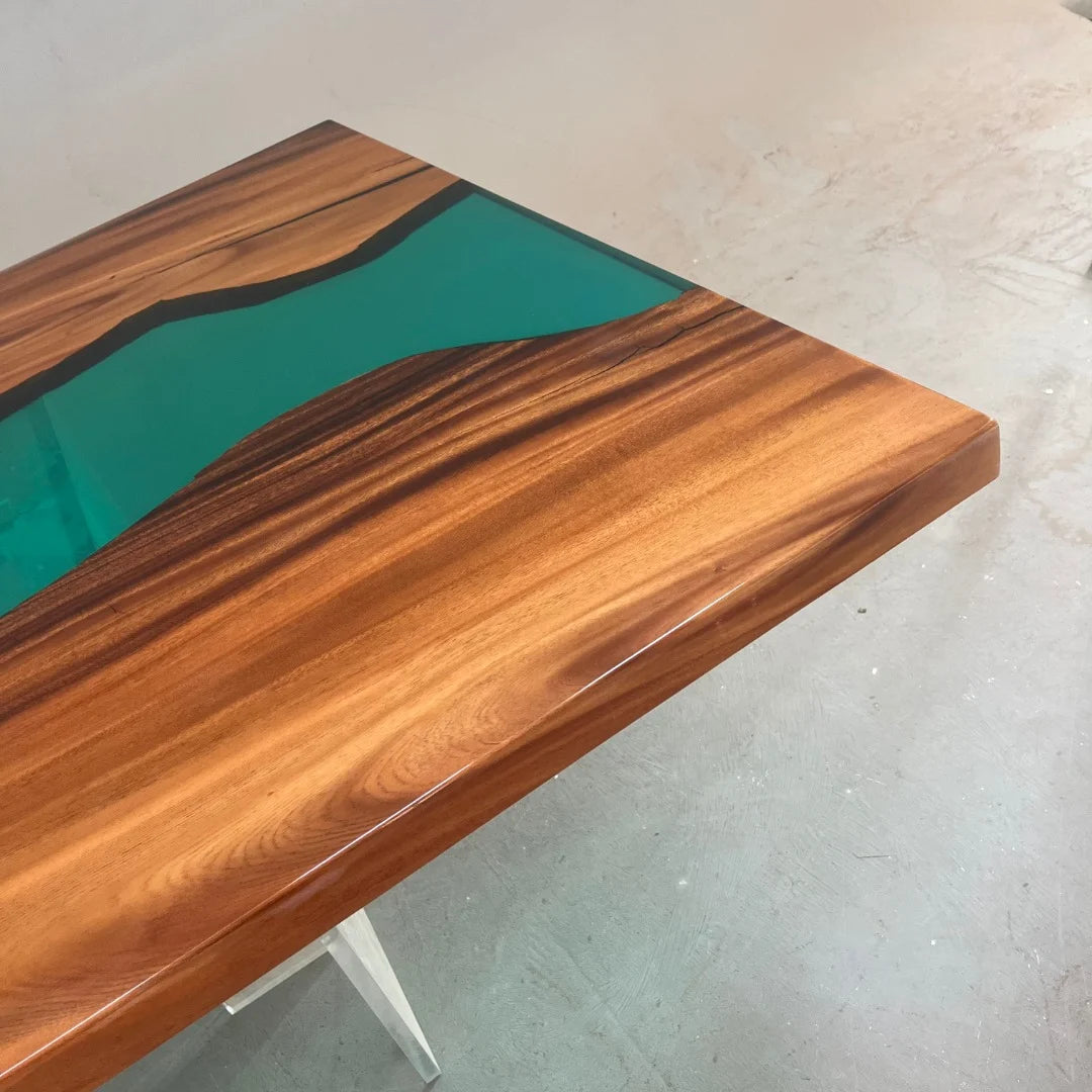 Aurora In Stock 48" x 103" x 2" Luxury South American Walnut Epoxy River Table ATD0066 (Minor Imperfection)