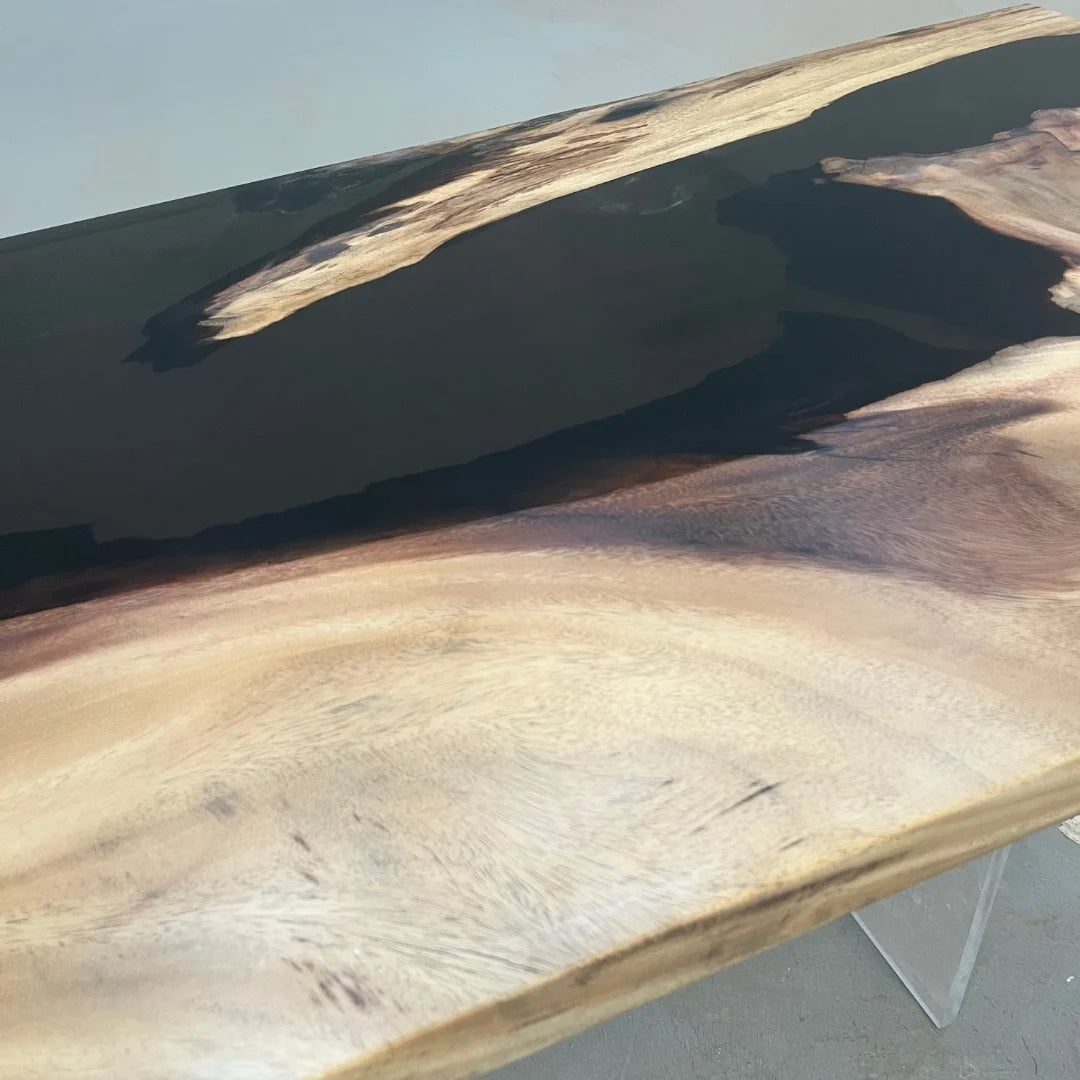 Aurora In Stock 31" x 79" x 2" Luxury South American Walnut Epoxy River Table ATD0067