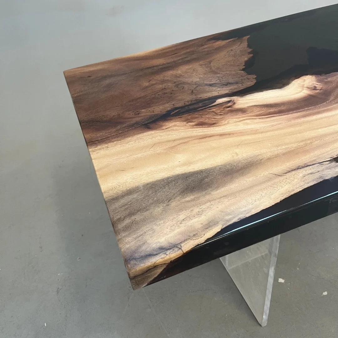 Aurora In Stock 31" x 79" x 2" Luxury South American Walnut Epoxy River Table ATD0067