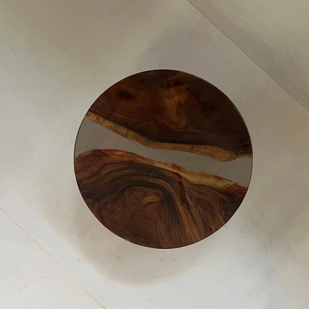Aurora In Stock 39" x 39" x 2" Luxury South American Walnut Round Epoxy Table ATD0068 (Minor Imperfection)