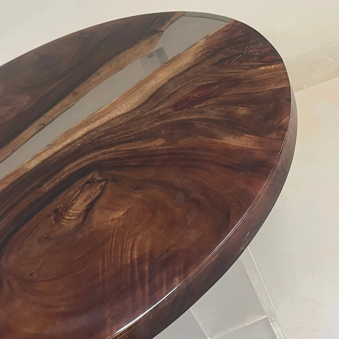 Aurora In Stock 39" x 39" x 2" Luxury South American Walnut Round Epoxy Table ATD0068 (Minor Imperfection)