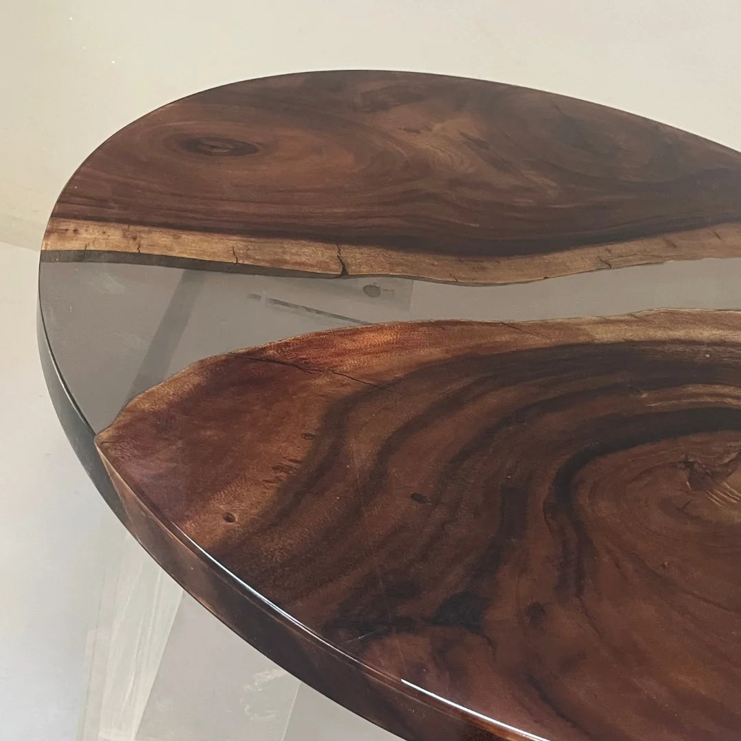 Aurora In Stock 39" x 39" x 2" Luxury South American Walnut Round Epoxy Table ATD0068 (Minor Imperfection)